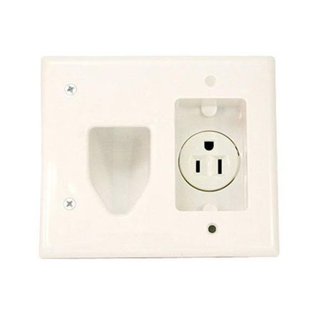 CMPLE CMPLE 523-N Wall plate- Recessed Low Voltage Cable Wall Plate WITH Recessed Power- White 523-N